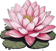 AI generated waterlily illustration isolated on transparent background. png