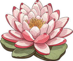 AI generated waterlily illustration isolated on transparent background. png