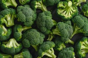 AI generated Fresh green broccoli pattern. Organic food. Generative AI photo