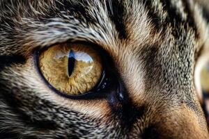 AI generated Macro shot of cat's eyes. Cute pet. Generative AI photo