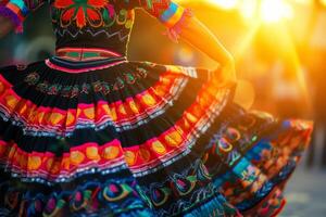 AI generated Closeup of vibrant colorful traditional mexican dress. Generative AI photo