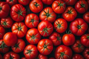 AI generated Fresh red organic tomatoes pattern. Food background. Generative AI photo