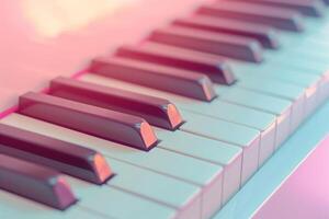 AI generated Side view of piano keys in soft pastel colors. Generative AI photo