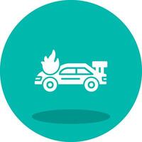 Accident Car In Fire Vector Icon