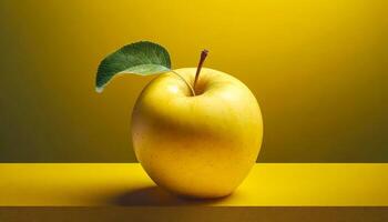 AI generated Yellow apple on the yellow background,Generated Image photo