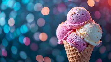 AI generated Yummy icecream with blur background photo