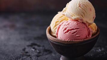 AI generated Yummy icecream with blur background photo