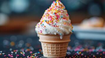 AI generated Yummy icecream with blur background photo