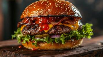 AI generated realistic delicious burger photo