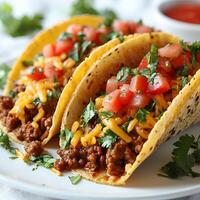 AI generated delicious homemade tacos isolated on the white background photo