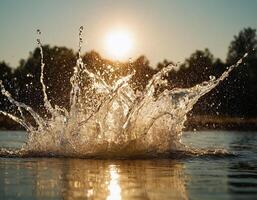 ai generado agua chapoteo en aire en natural antecedentes. foto