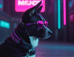 AI generated Intelligent futuristic dog with fashion and style. generative ai. photo