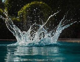 AI generated Water splash in midair on natural background. photo