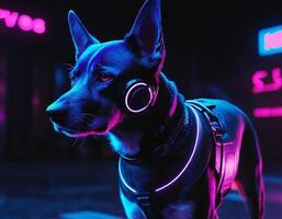 AI generated Intelligent futuristic dog with fashion and style. generative ai. photo