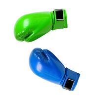 azul y verde protector boxeo guante foto