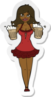 sticker of a cartoon beer festival girl png