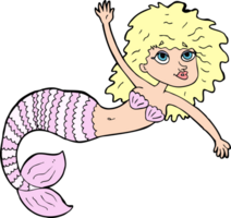 cartoon pretty mermaid waving png