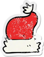 retro distressed sticker of a cartoon christmas hat png