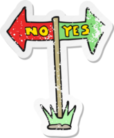 retro distressed sticker of a cartoon yes and no sign png