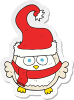 sticker van een tekenfilm uil vervelend Kerstmis hoed png