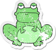 autocollant rétro en détresse d'une grenouille de dessin animé png