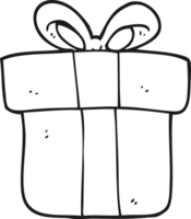 black and white cartoon christmas gift png