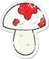 adesivo retrô angustiado de um cogumelo de desenho animado png
