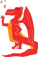 flat color illustration of a cartoon happy dragon png