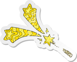 retro distressed sticker of a cartoon magic wand png