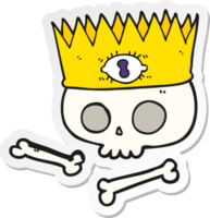 sticker of a cartoon magic crown on old skull png