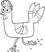 black and white cartoon chicken running png