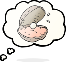 pensée bulle dessin animé huître avec perle png