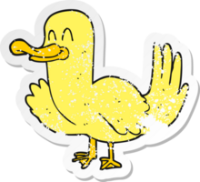 retro distressed sticker of a cartoon duck png