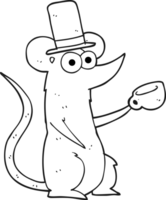 black and white cartoon mouse with cup and top hat png