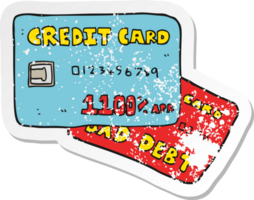 retro distressed sticker of a cartoon credit cards png