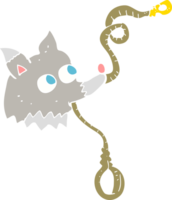 flat color illustration of a cartoon dog with leash png