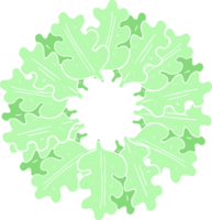 flat color illustration of a cartoon oak leaves in a ring png