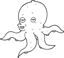 black and white cartoon octopus png