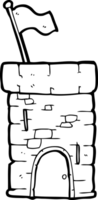 negro y blanco dibujos animados antiguo castillo torre png