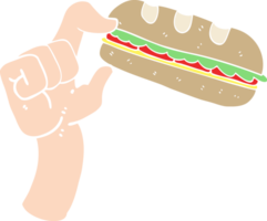 flat color illustration of a cartoon sub sandwich png