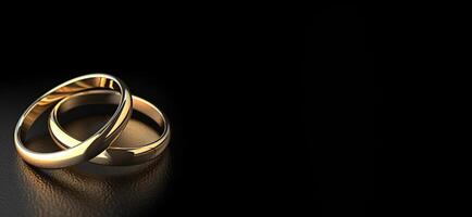 AI generated Eternal Promise, Golden Wedding Rings Gleaming in Soft Light. Generative AI. photo