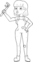 black and white cartoon female plumber png