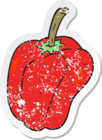 pegatina retro angustiada de un pimiento de dibujos animados png