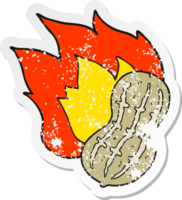retro distressed sticker of a cartoon cooking peanut png