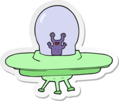 sticker of a cartoon alien spaceship png