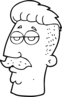 black and white cartoon man with hipster hair cut png