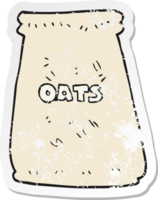 retro distressed sticker of a cartoon bag of oats png