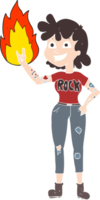 ilustración de color plano de una chica de rock de dibujos animados png