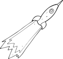 black and white cartoon rocket png