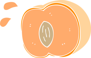 ilustração de cor lisa de um pêssego suculento de desenho animado png